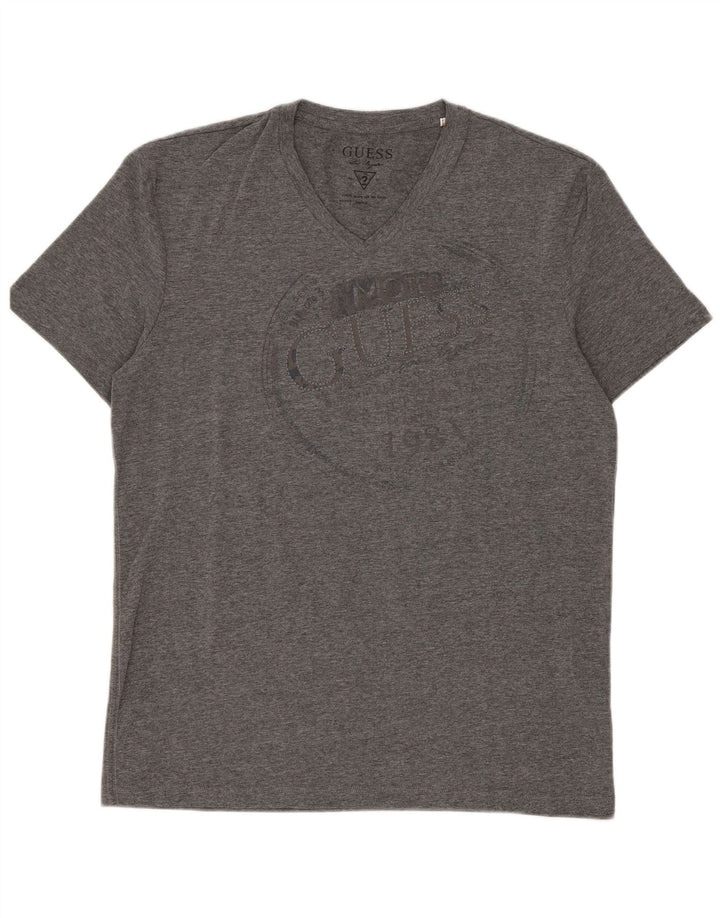 Guess Womens Graphic T-Shirt Top UK 14 Large Grey Cotton