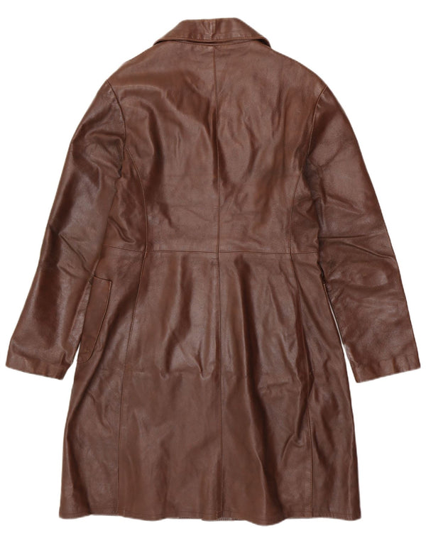 VINTAGE Womens Leather Coat UK 18 XL Brown Leather