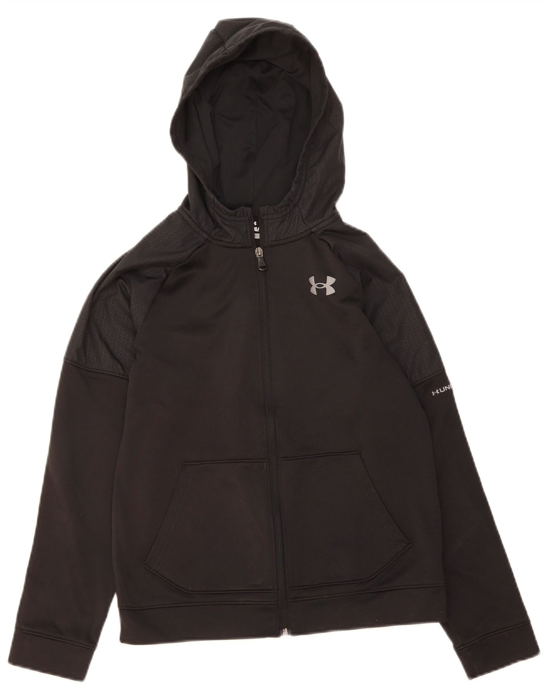 UNDER ARMOUR Boys Zip Hoodie Sweater 11-12 Years Large Black
