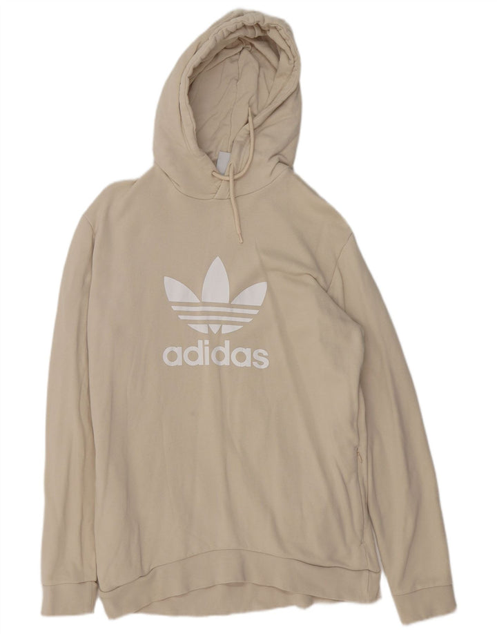 Adidas Mens Graphic Hoodie Jumper Medium Beige Cotton