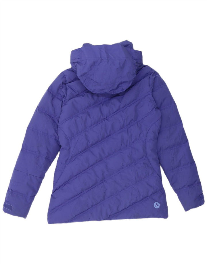 Marmot Womens 700 Fill Hooded Padded Jacket UK 6 XS Blue Polyester