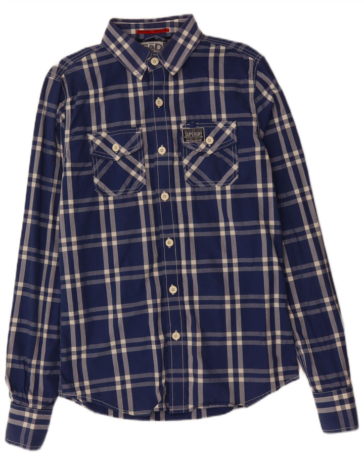 SUPERDRY Mens Shirt Medium Blue Plaid Cotton