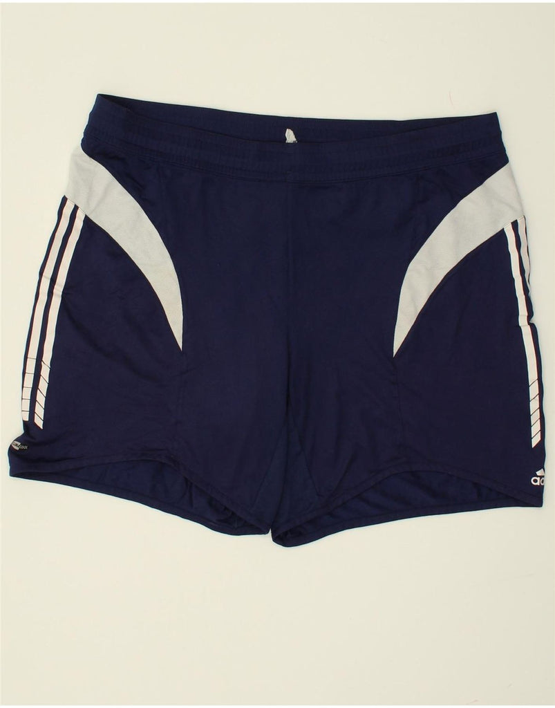 ADIDAS Mens Graphic Sport Shorts Large Navy Blue Colourblock Polyester | Vintage Adidas | Thrift | Second-Hand Adidas | Used Clothing | Messina Hembry 