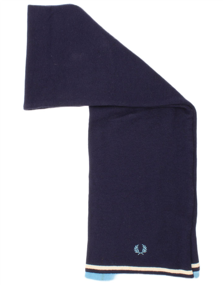 Fred Perry Mens Rectangle Scarf One Size Navy Blue Striped Nylon