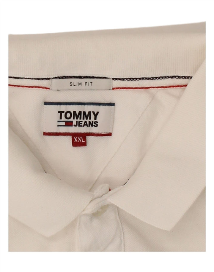 TOMMY HILFIGER Mens Slim Fit Polo Shirt 2XL White Vintage Tommy Hilfiger and Second-Hand Tommy Hilfiger from Messina Hembry 