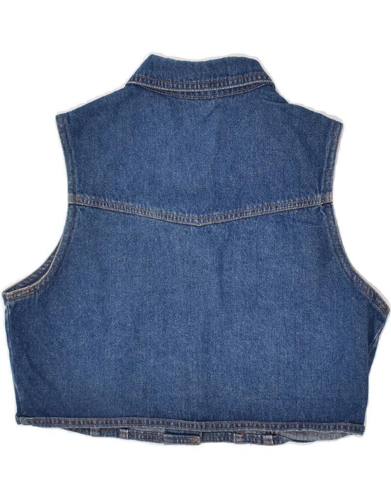 VINTAGE Womens Crop Denim Gilet UK 14 Medium  Blue Cotton | Vintage Vintage | Thrift | Second-Hand Vintage | Used Clothing | Messina Hembry 