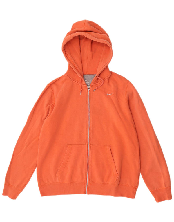 Nike Mens Zip Hoodie Sweater XL Orange Cotton