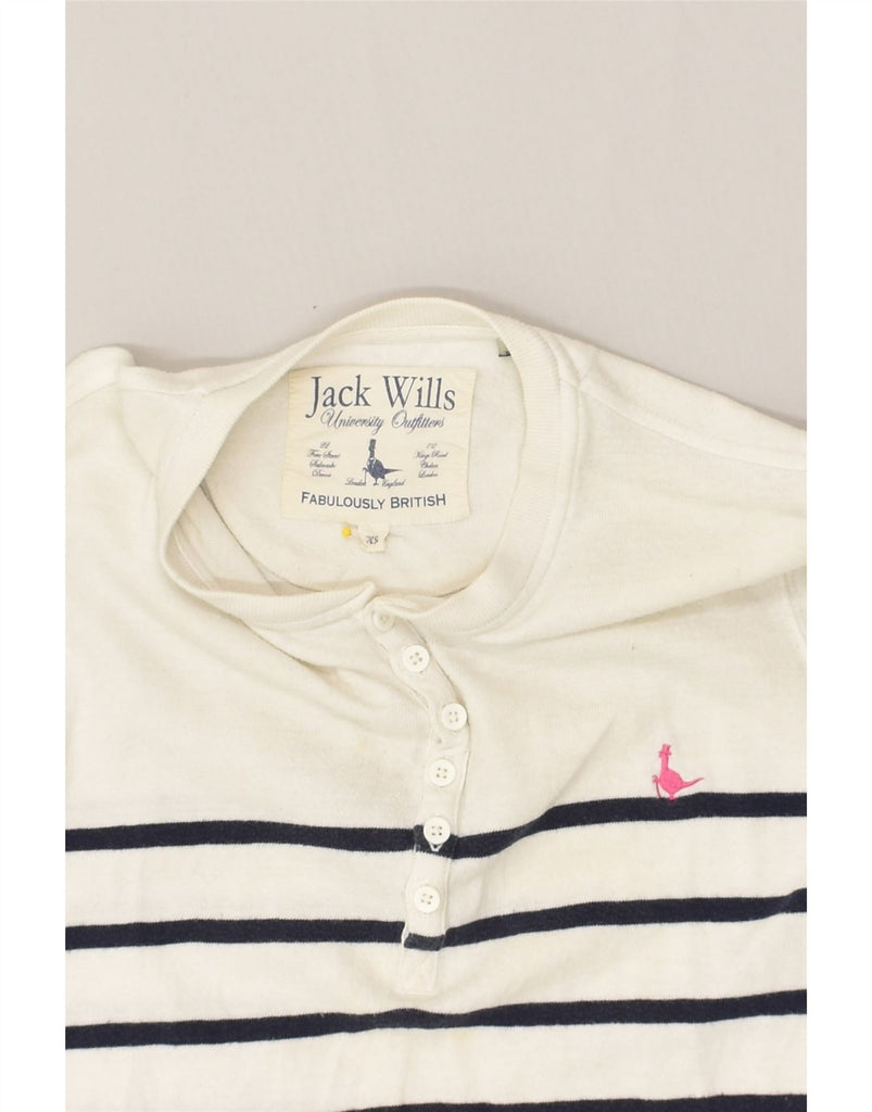 JACK WILLS Womens Top Long Sleeve UK 6 XS White Striped Cotton | Vintage Jack Wills | Thrift | Second-Hand Jack Wills | Used Clothing | Messina Hembry 