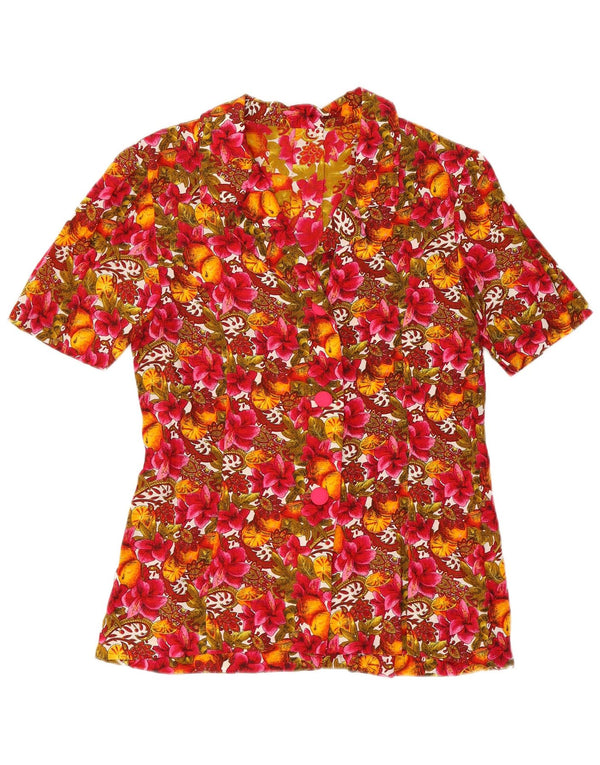 Vintage Womens Short Sleeve Shirt Blouse UK 12 Medium Multicoloured Floral