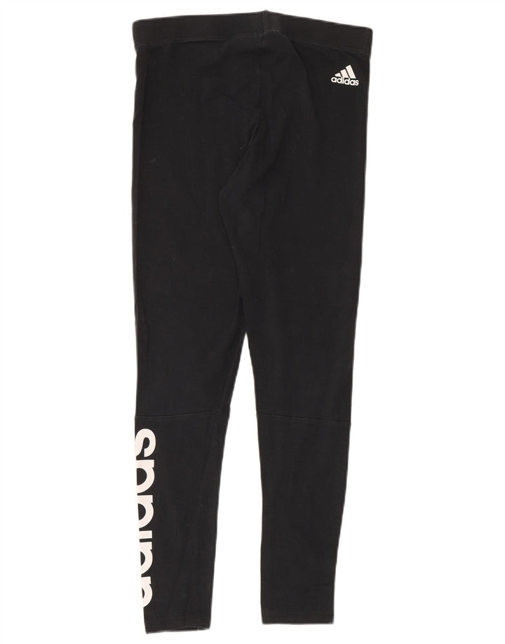 Adidas Womens Graphic Leggings UK 12 Medium Black Cotton