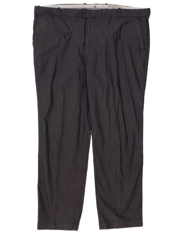 Marks & Spencer Mens Straight Suit Trousers W44 L31 Navy Blue Cotton