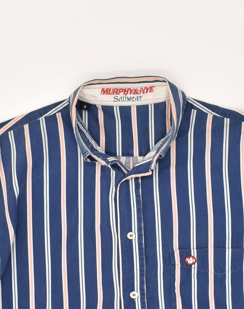 MURPHY & NYE Mens Shirt Small Navy Blue Striped Cotton | Vintage Murphy & Nye | Thrift | Second-Hand Murphy & Nye | Used Clothing | Messina Hembry 