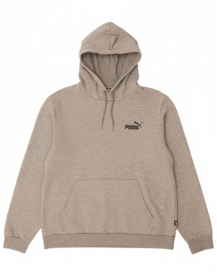 Puma Mens Hoodie Jumper Medium Grey Flecked Cotton