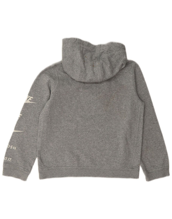 Nike Girls Swoosh Graphic Hoodie Jumper 10-11 Years Medium Grey Flecked