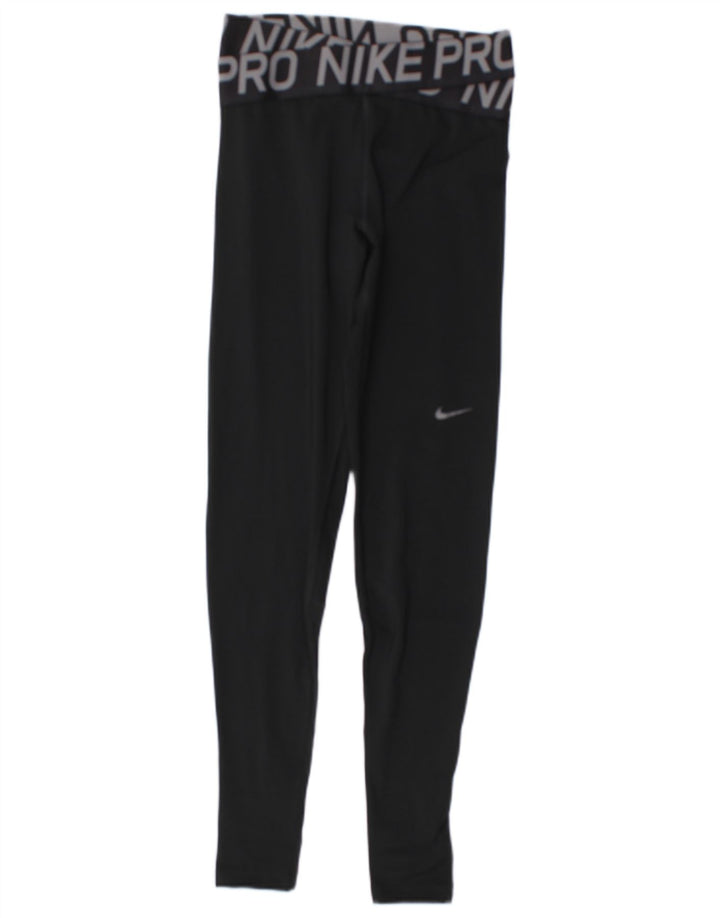 Nike Womens Dri Fit Graphic Leggings UK 8 Small Black Polyester