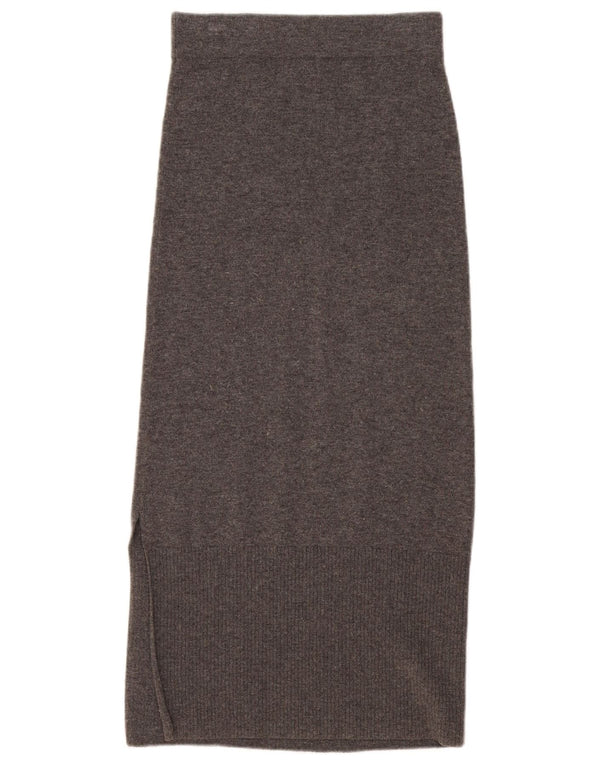 Massimo Dutti Womens Knit Maxi Skirt UK 6 XS W25 Grey Wool