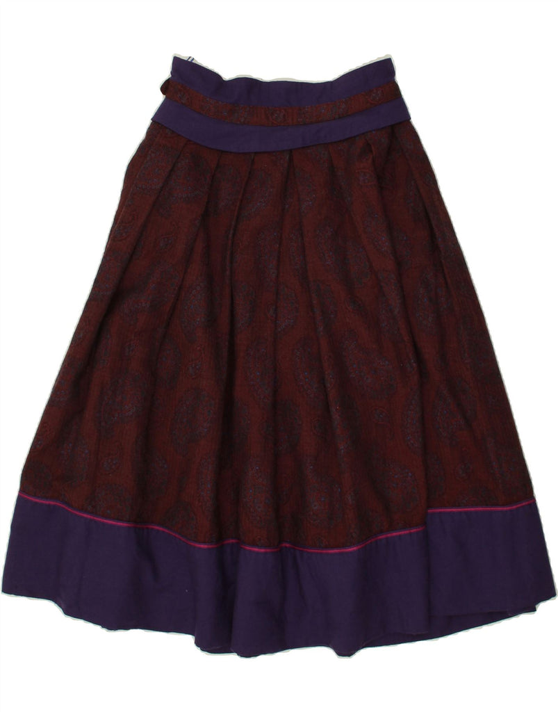 VINTAGE Womens Flared Skirt IT 44 Medium W27 Maroon Paisley Vintage Vintage and Second-Hand Vintage from Messina Hembry 