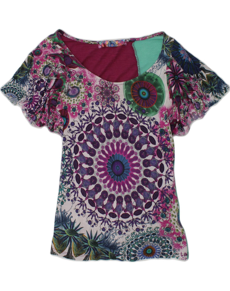 DESIGUAL Girls Blouse Top 7-8 Years XS Multicoloured Geometric Viscose | Vintage Desigual | Thrift | Second-Hand Desigual | Used Clothing | Messina Hembry 