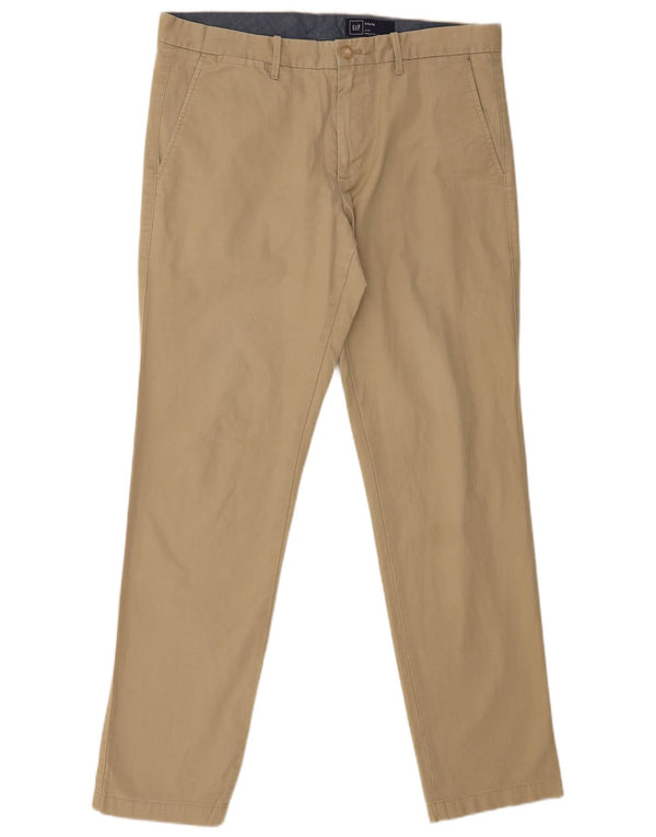 Gap Mens Slim Fit Chino Trousers W34 L32 Khaki Cotton
