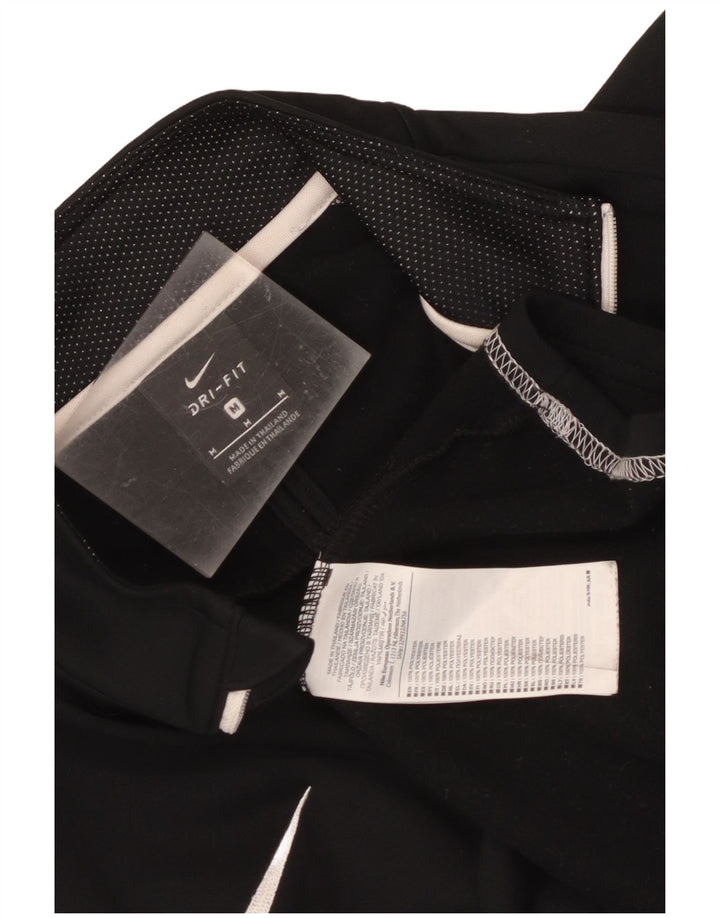 Nike Mens Dri Fit Zip Neck Pullover Tracksuit Top Medium Black Colourblock