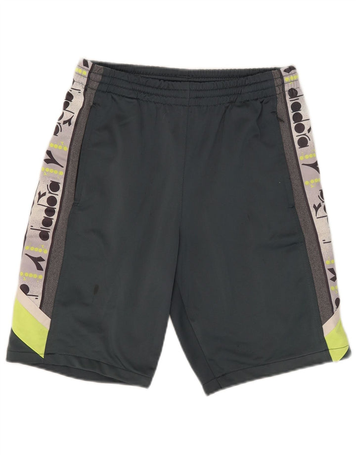 Diadora Mens Graphic Sport Shorts Medium Grey Colourblock Polyester