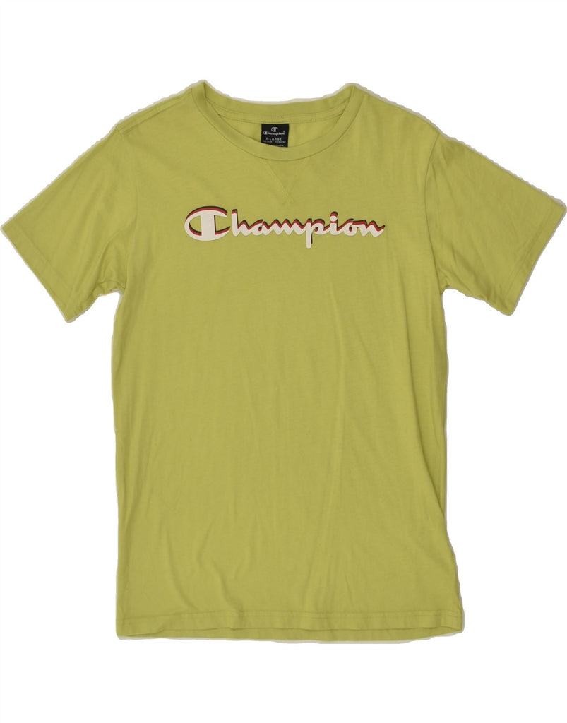 CHAMPION Girls Graphic T-Shirt Top 13-14 Years XL Green Cotton | Vintage Champion | Thrift | Second-Hand Champion | Used Clothing | Messina Hembry 