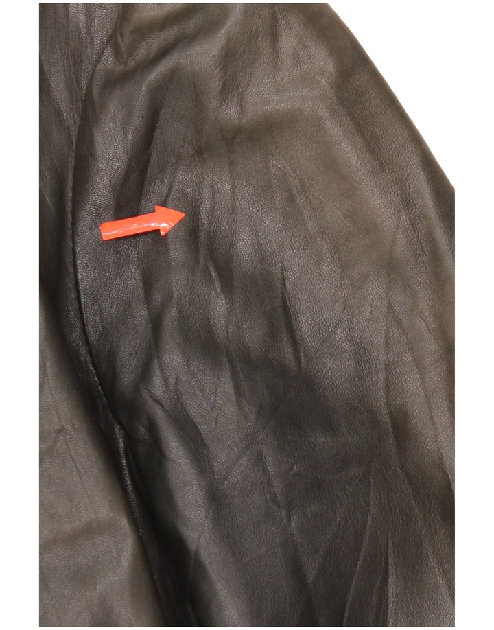 Mens Leather Jacket IT 48 Medium Black Leather