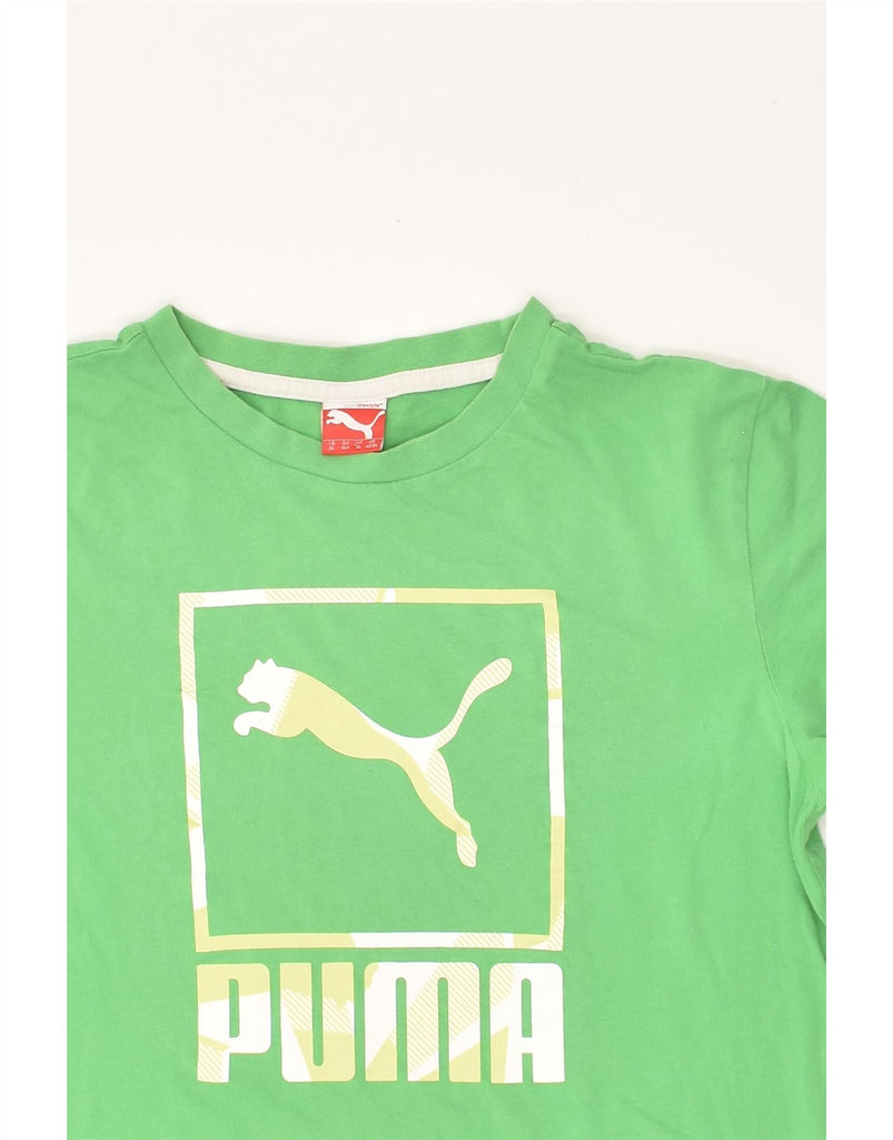 PUMA Boys Graphic T-Shirt Top 13-14 Years Green Cotton | Vintage Puma | Thrift | Second-Hand Puma | Used Clothing | Messina Hembry 