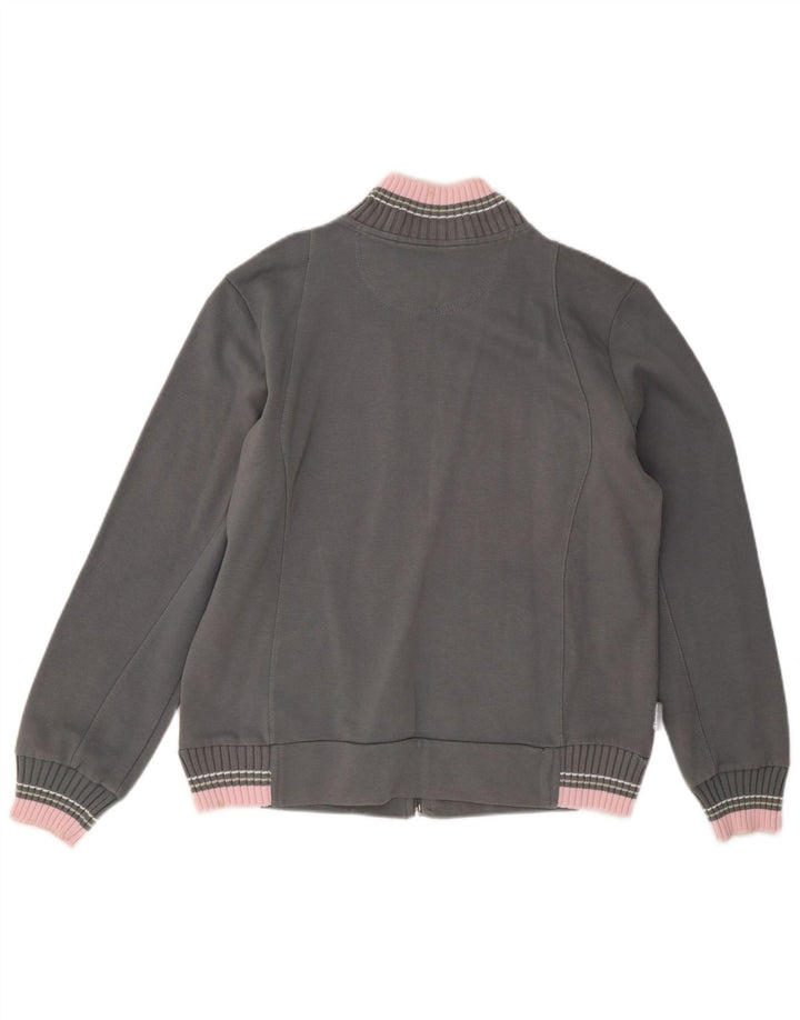 Champion Womens Tracksuit Top Jacket UK 14 Medium Grey Colourblock Cotton