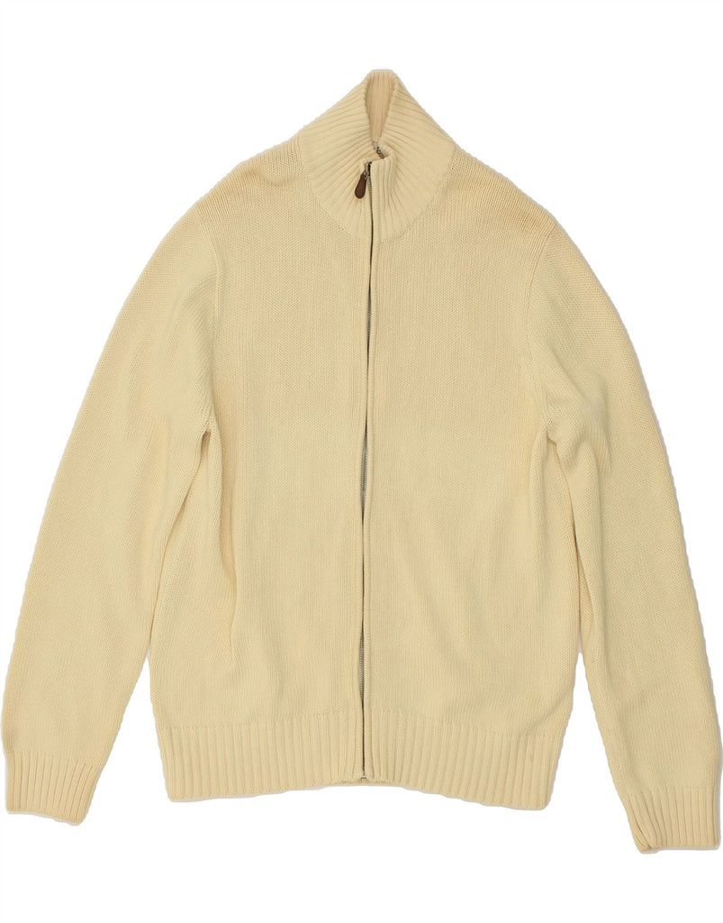 J. CREW Mens Cardigan Sweater Medium Beige Cotton | Vintage J. Crew | Thrift | Second-Hand J. Crew | Used Clothing | Messina Hembry 