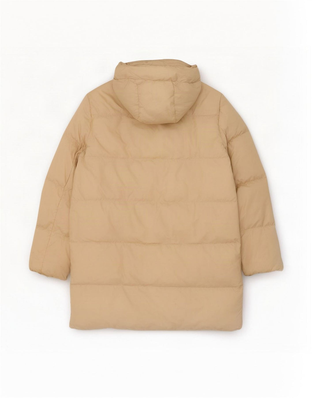 Zara Womens Hooded Oversized Padded Coat UK 6 XS Beige Polyester