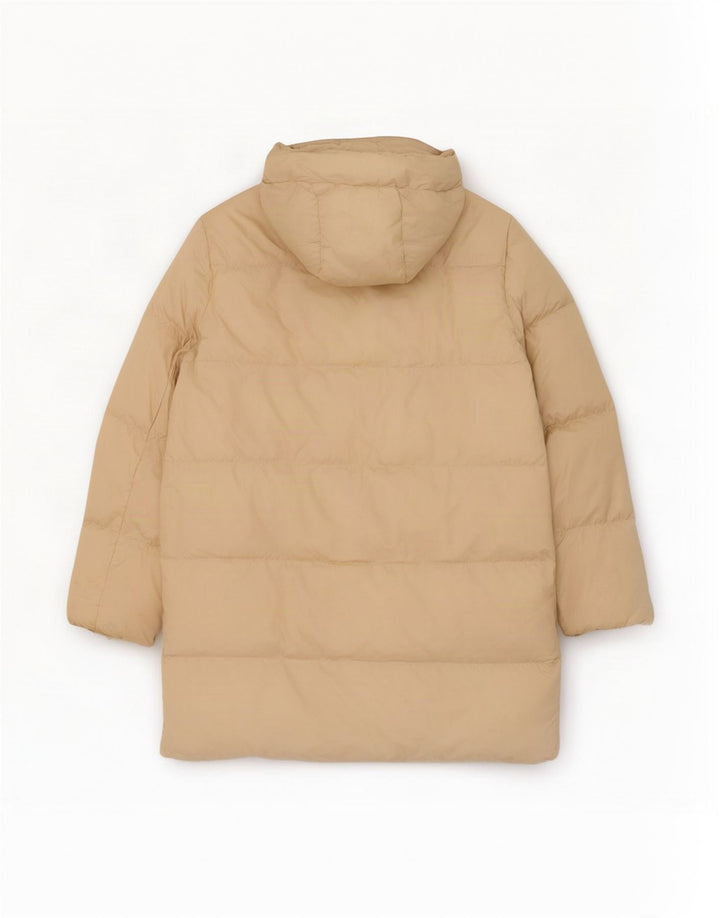 Zara Womens Hooded Oversized Padded Coat UK 6 XS Beige Polyester