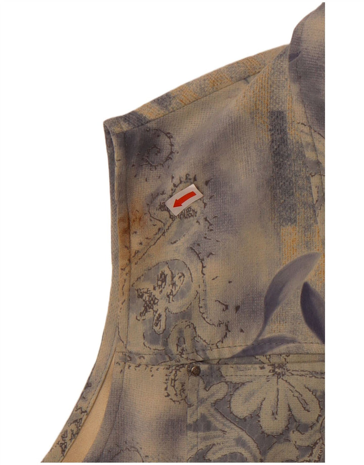 Belle Surprise Womens Gilet UK 14 Large Blue Floral Polyester