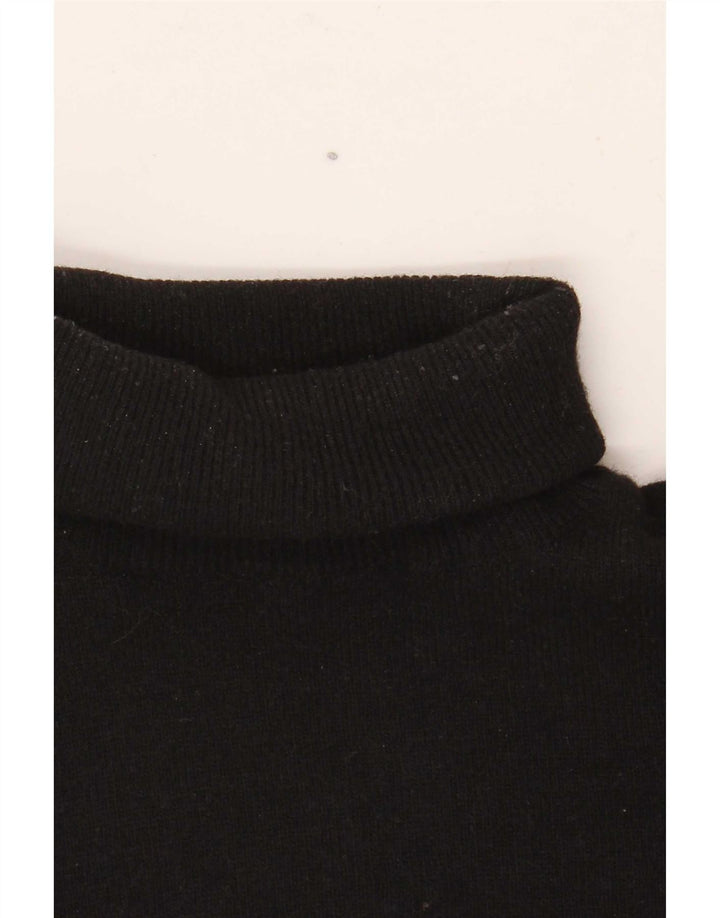 Benetton Womens Roll Neck Jumper Sweater UK 10 Small Black Wool