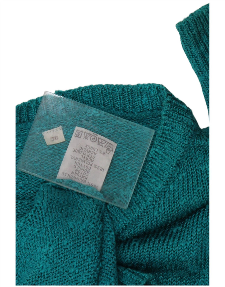 VINTAGE Womens Boat Neck Jumper Sweater EU 36 Small Turquoise Flecked