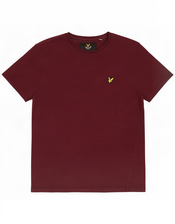 Lyle & Scott Mens T-Shirt Top Small Burgundy Cotton