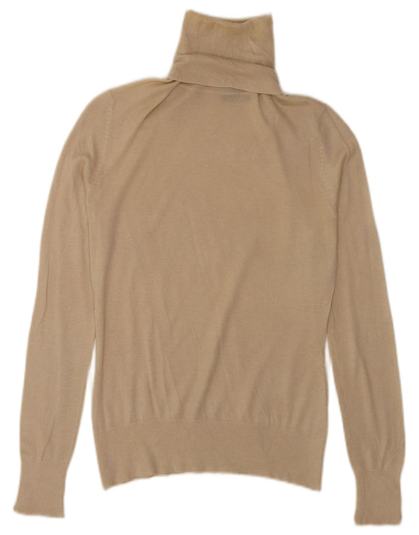 Massimo Dutti Womens Roll Neck Jumper Sweater UK 10 Small Beige Silk
