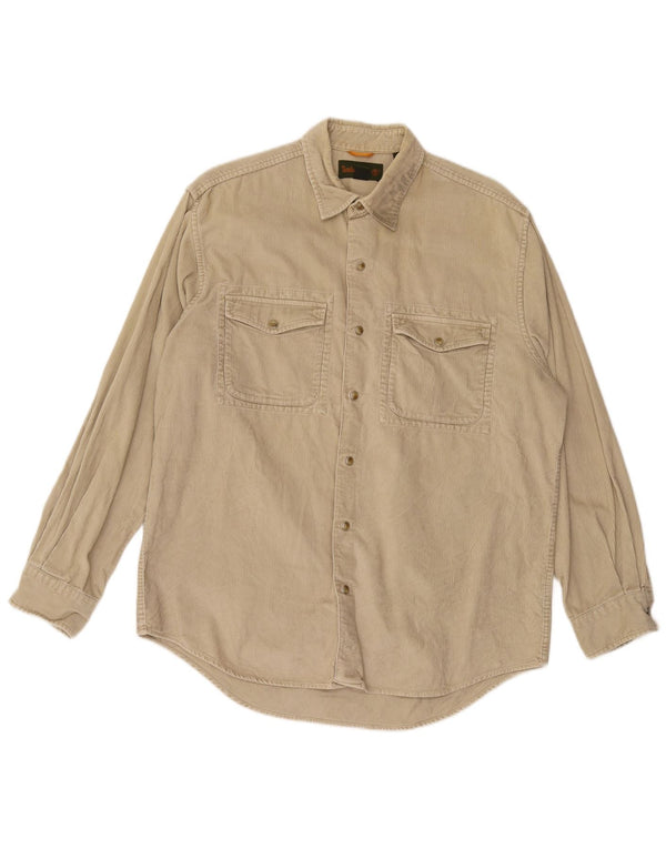 TIMBERLAND Mens Corduroy Shirt Medium Beige Cotton