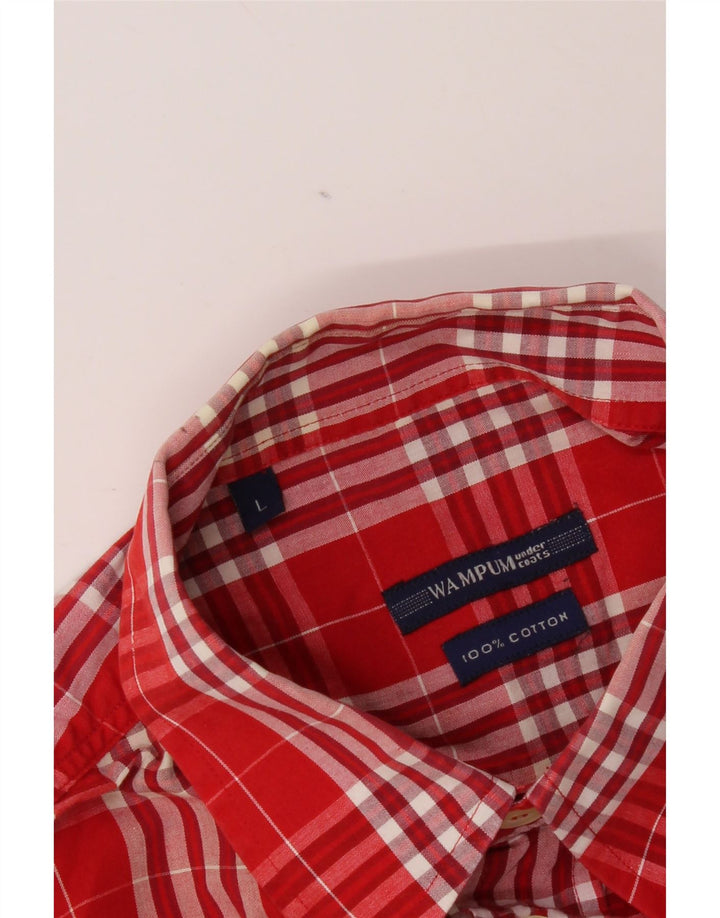 Wampum Mens Shirt Large Red Check Cotton