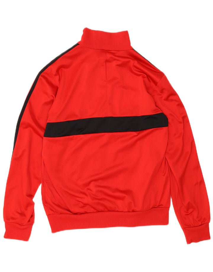 Adidas Boys Tracksuit Top Jacket 13-14 Years Red Colourblock Polyester