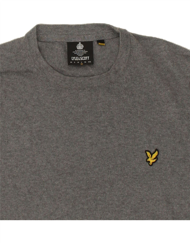 LYLE & SCOTT Mens Crew Neck Jumper Sweater Large Grey Wool Vintage Lyle & Scott and Second-Hand Lyle & Scott from Messina Hembry 