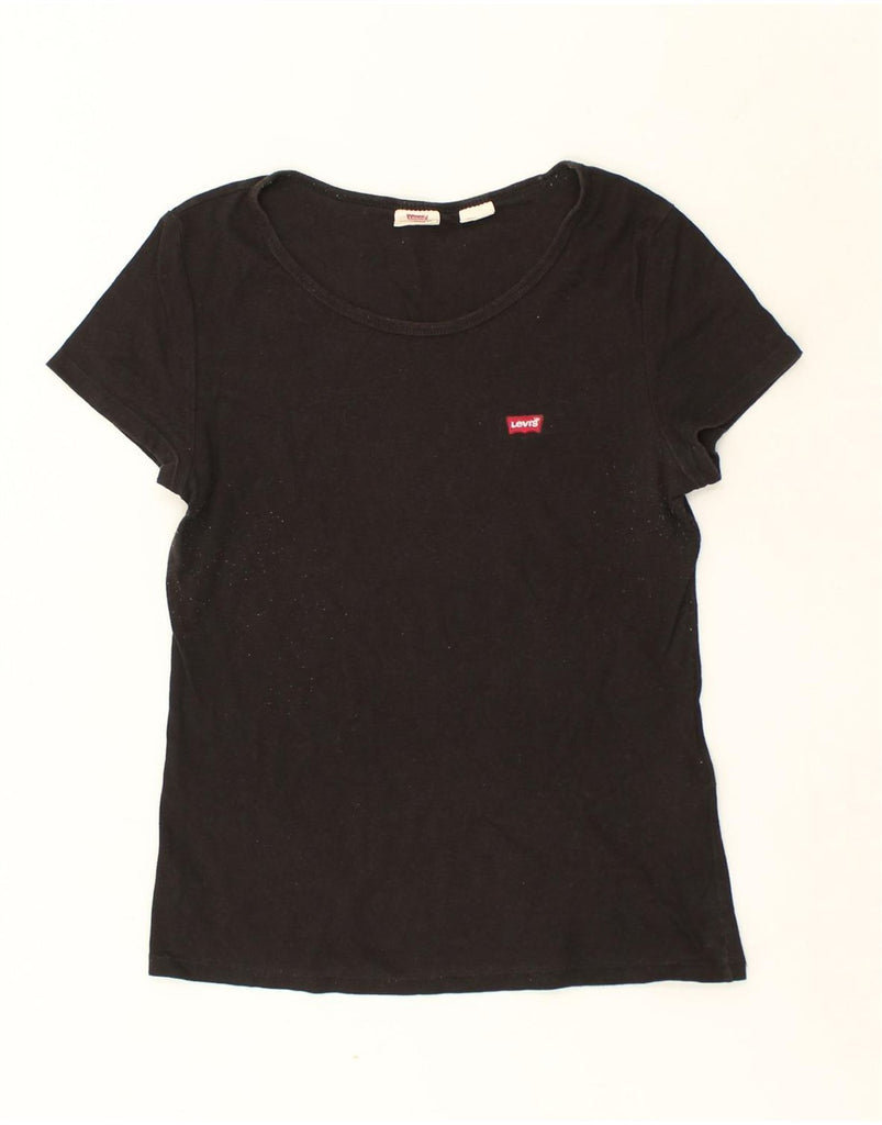 LEVI'S Womens T-Shirt Top UK 12 Medium Black Cotton | Vintage Levi's | Thrift | Second-Hand Levi's | Used Clothing | Messina Hembry 