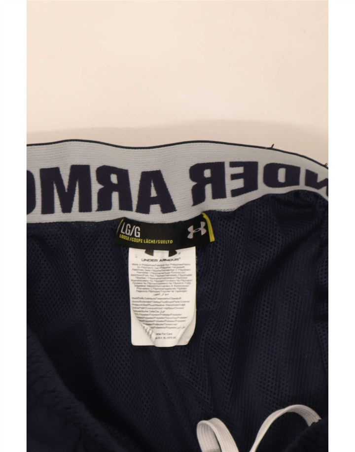Under Armour Mens Graphic Tracksuit Trousers Large Navy Blue Polyester