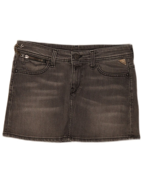 Replay Womens Mini Denim Skirt W28 Medium Grey Cotton