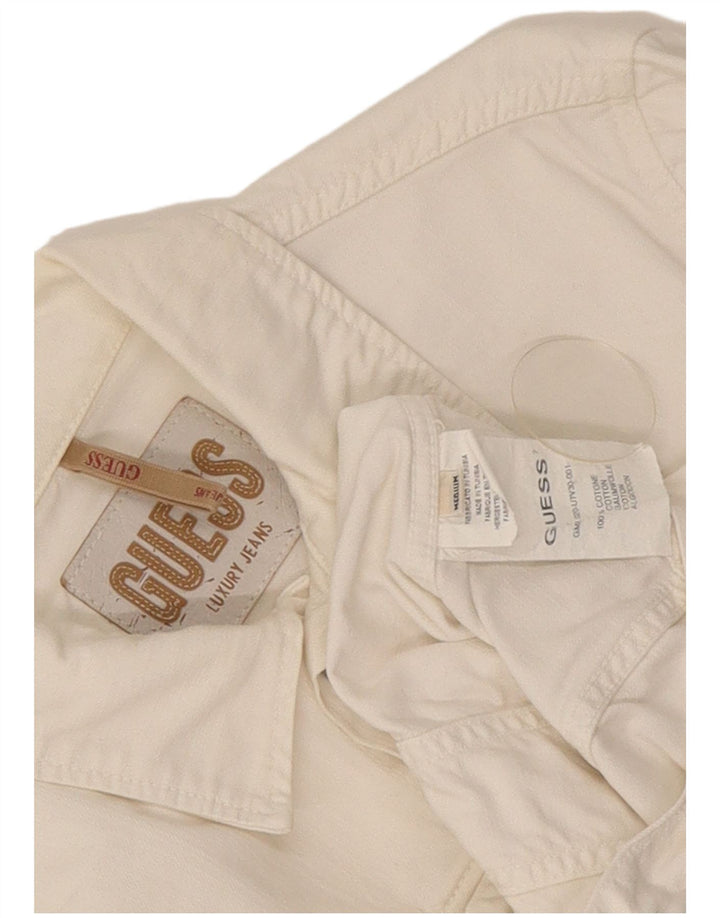 Guess Womens Denim Jacket UK 14 Medium White Cotton