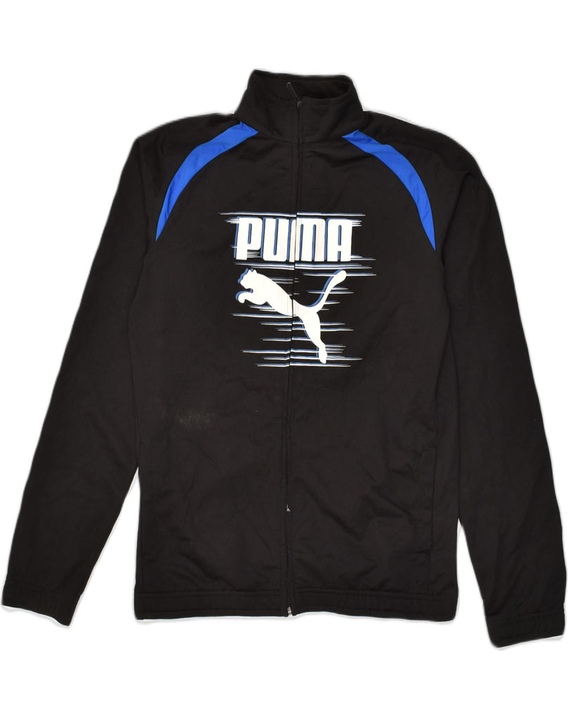 PUMA Boys Graphic Tracksuit Top Jacket 15-16 Years Black Colourblock | Vintage Puma | Thrift | Second-Hand Puma | Used Clothing | Messina Hembry 