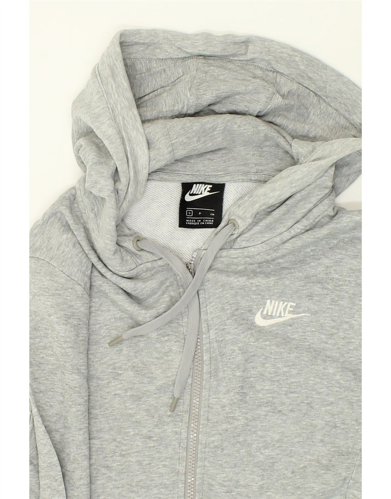 NIKE Womens Zip Hoodie Sweater UK 10 Small Grey Flecked Cotton | Vintage Nike | Thrift | Second-Hand Nike | Used Clothing | Messina Hembry 