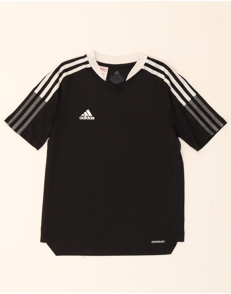 ADIDAS Boys Aeroready T-Shirt Top 11-12 Years Black Polyester Vintage Adidas and Second-Hand Adidas from Messina Hembry 