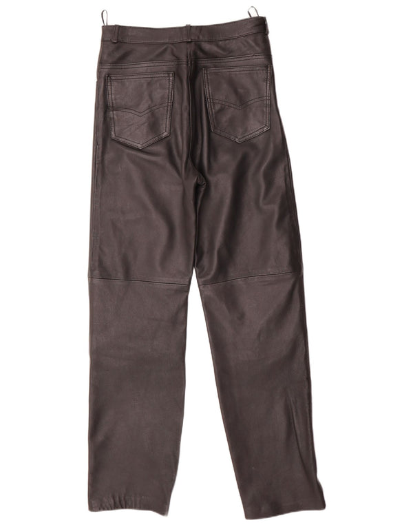 VINTAGE Womens Straight Trousers EU 40 Medium W28 L29 Black Leather