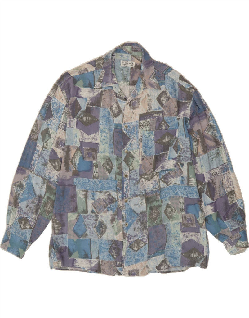 SCHIESSER Mens Shirt Size 41 Large Multicoloured Geometric Viscose Vintage Schiesser and Second-Hand Schiesser from Messina Hembry 